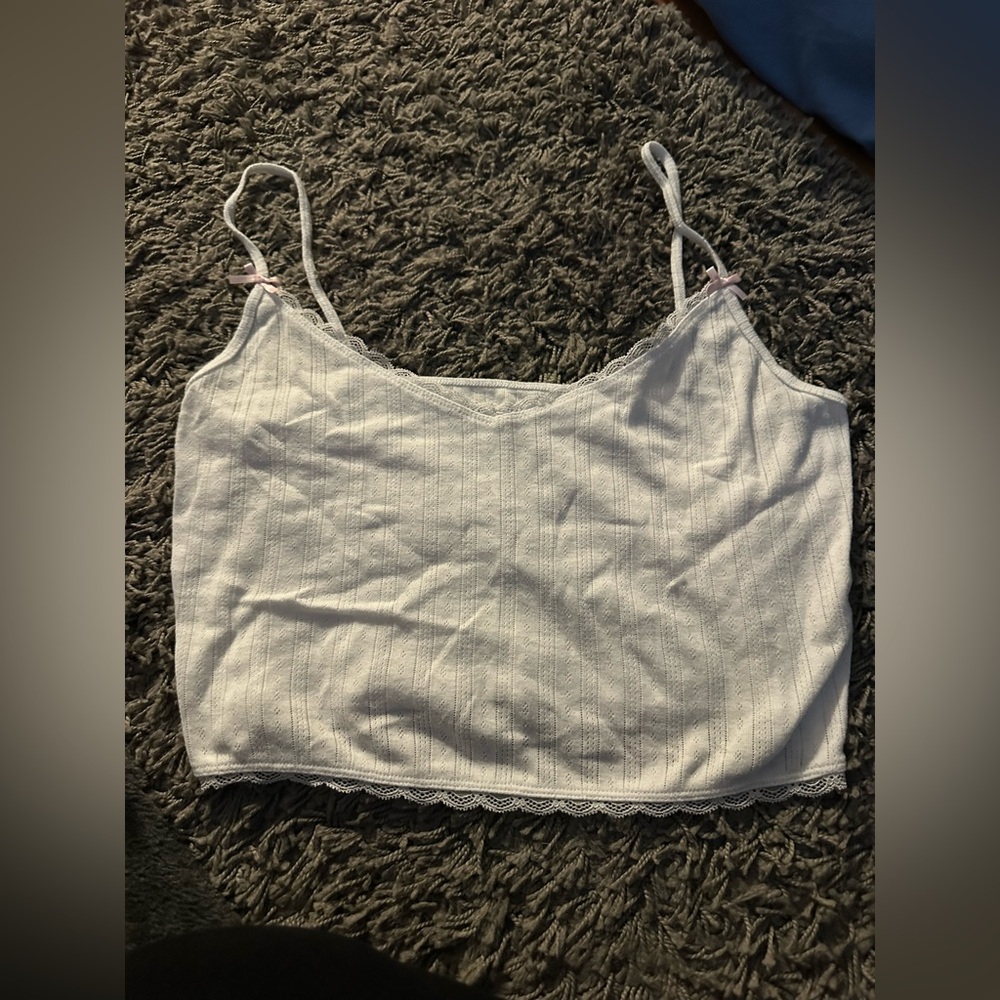 White lace pointelle tank top from pacsun